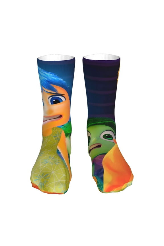 inside out 2 Funny Socks Men Women Adults Novelty Graphic Crew Tube Socks Crazy Design Casual Dress Socks for Sports,Running,Travel
