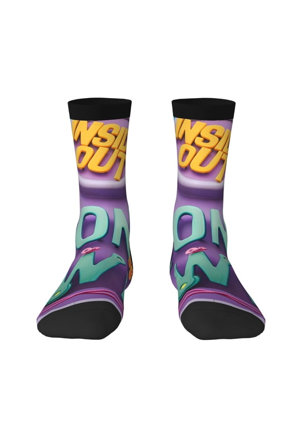 inside out 2 Funny Socks Men Women Adults Novelty Graphic Crew Tube Socks Crazy Design Casual Dress Socks for Sports,Running,Travel