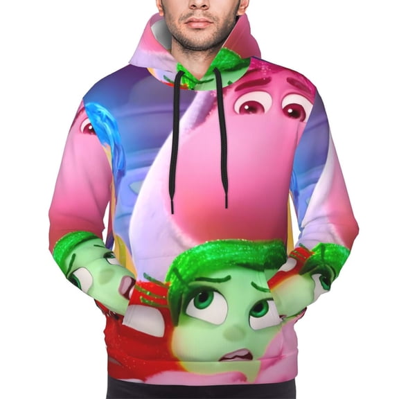 Saiise inside out 2 Men's Graphic Print Long Sleeve Drawstring Hoodie Pullover Sweatshirt-4X-Large