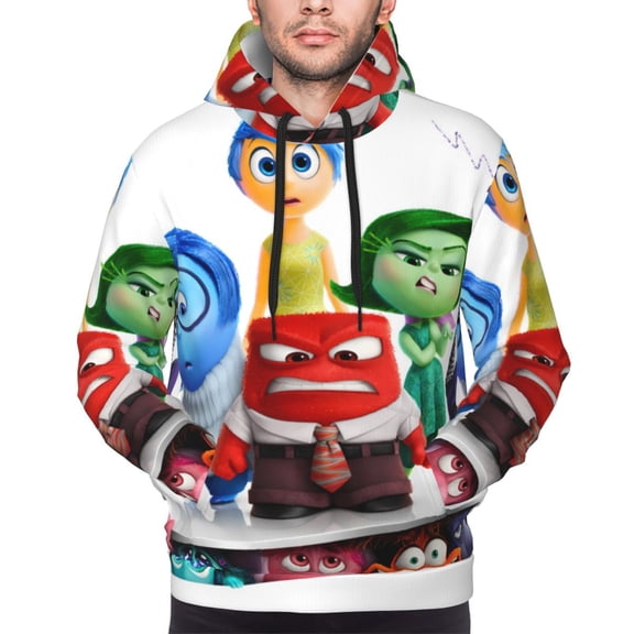 Saiise inside out 2 Men's Graphic Print Long Sleeve Drawstring Hoodie Pullover Sweatshirt-XX-Large