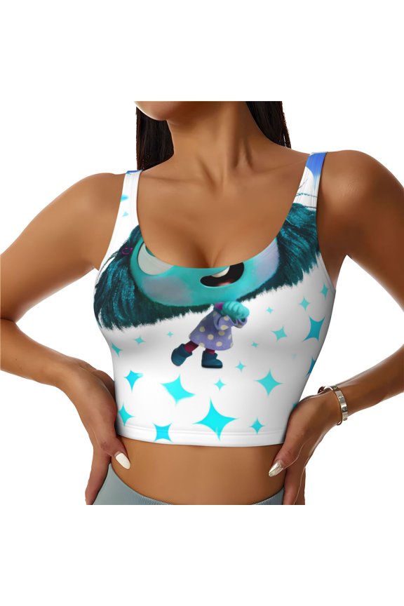 inside out 2 Print Crop Tops Sports Bra For Women Workout Cropped Tank Top Yoga Shirts Athletic Undershirts -Large