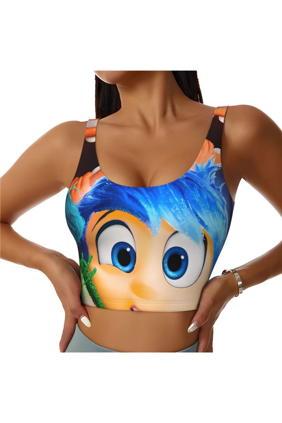 inside out 2 Print Crop Tops Sports Bra For Women Workout Cropped Tank Top Yoga Shirts Athletic Undershirts -Medium