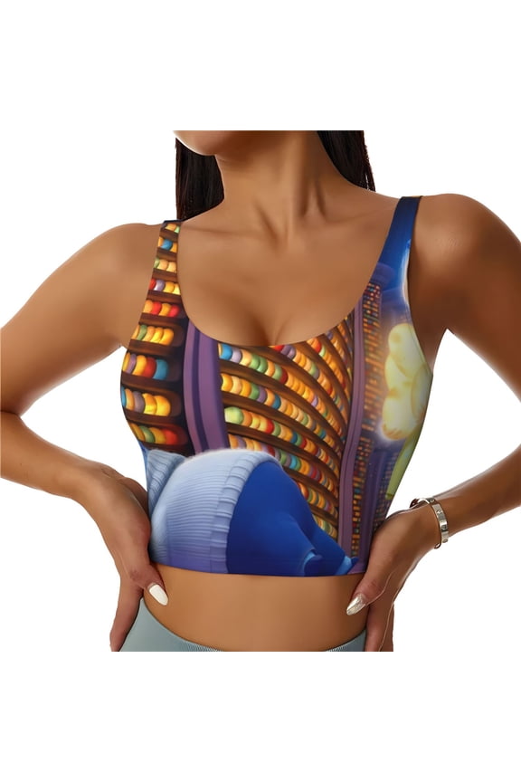 inside out 2 Print Crop Tops Sports Bra For Women Workout Cropped Tank Top Yoga Shirts Athletic Undershirts -Medium