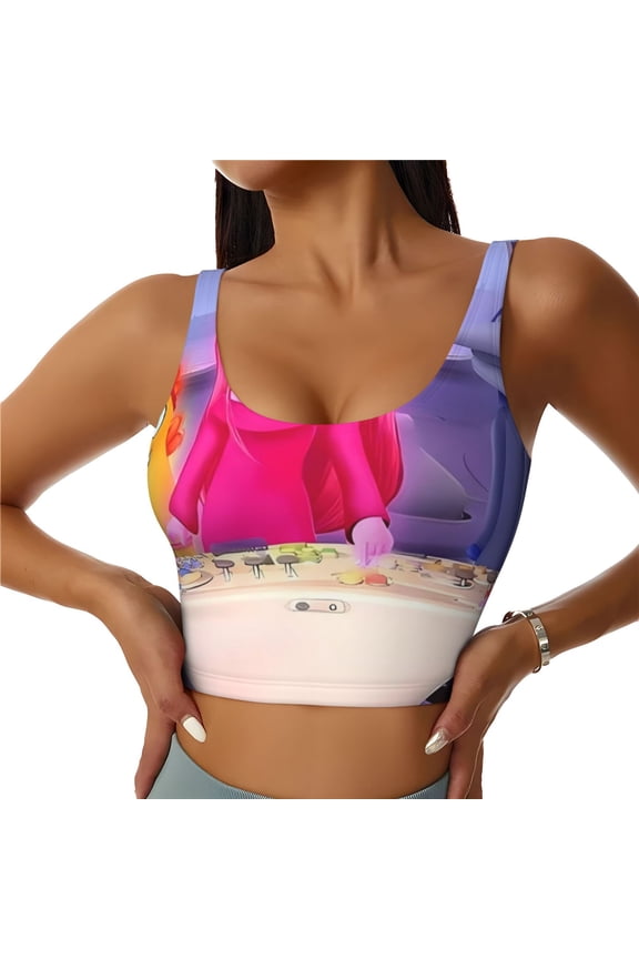 inside out 2 Print Crop Tops Sports Bra For Women Workout Cropped Tank Top Yoga Shirts Athletic Undershirts -Medium