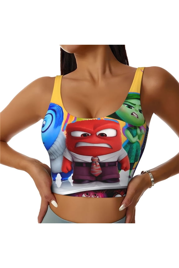 inside out 2 Print Crop Tops Sports Bra For Women Workout Cropped Tank Top Yoga Shirts Athletic Undershirts -X-Large