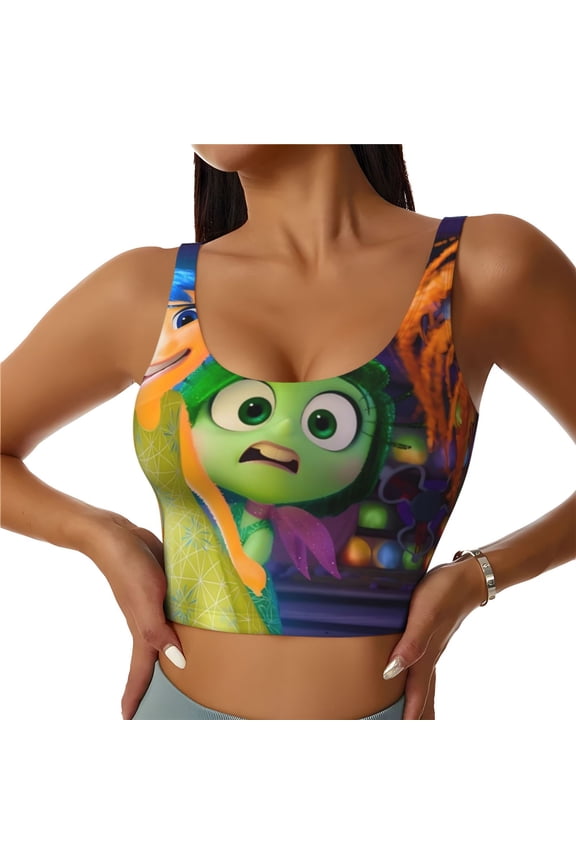 inside out 2 Print Crop Tops Sports Bra For Women Workout Cropped Tank Top Yoga Shirts Athletic Undershirts -XX-Large