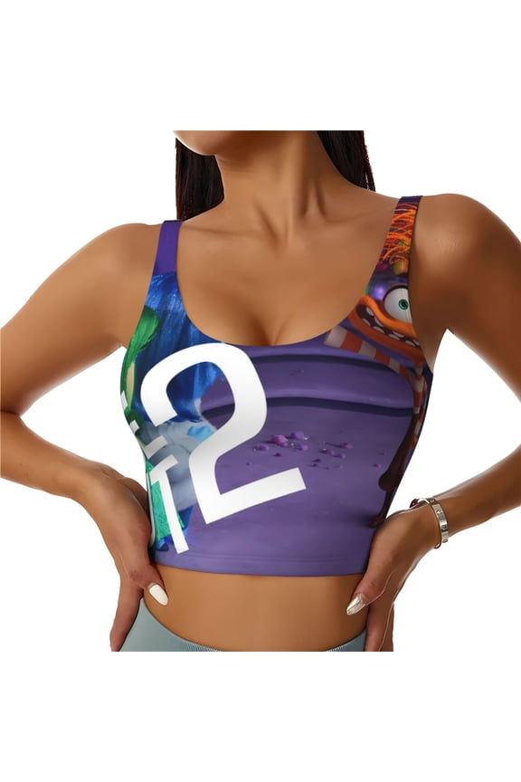 inside out 2 Print Crop Tops Sports Bra For Women Workout Cropped Tank Top Yoga Shirts Athletic Undershirts -XX-Large