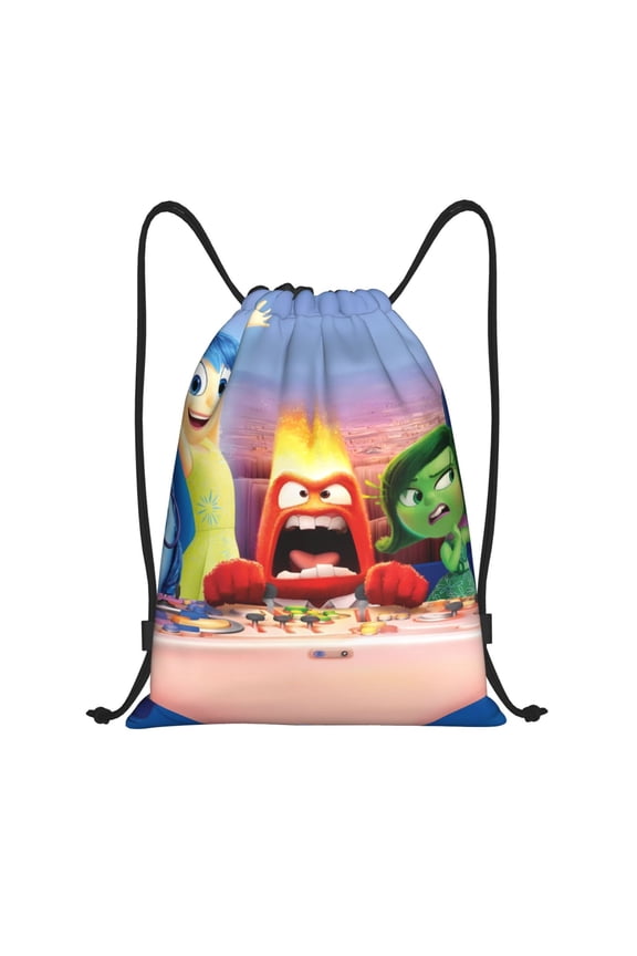 inside out 2 Print Drawstring Backpack String Bag Sackpack Cinch Water Resistant for Gym Shopping Sport Yoga