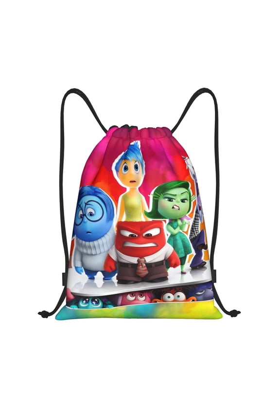 inside out 2 Print Drawstring Backpack String Bag Sackpack Cinch Water Resistant for Gym Shopping Sport Yoga