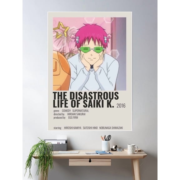 Saiki K Minimalist Poster Home Decor Office Wall Art Living Room Decor, Paper Poster Only