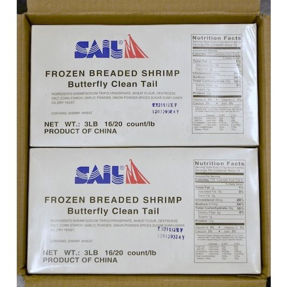 Sail 16 to 20 Count Breaded Butterfly Peeled and Deveined Shrimp, 3 Pound 4 per case