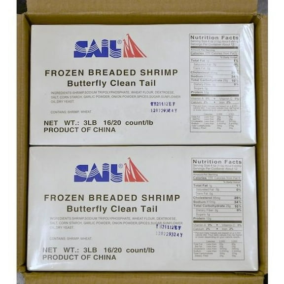 Sail 16 to 20 Count Breaded Butterfly Peeled and Deveined Shrimp, 3 Pound -- 4 per case