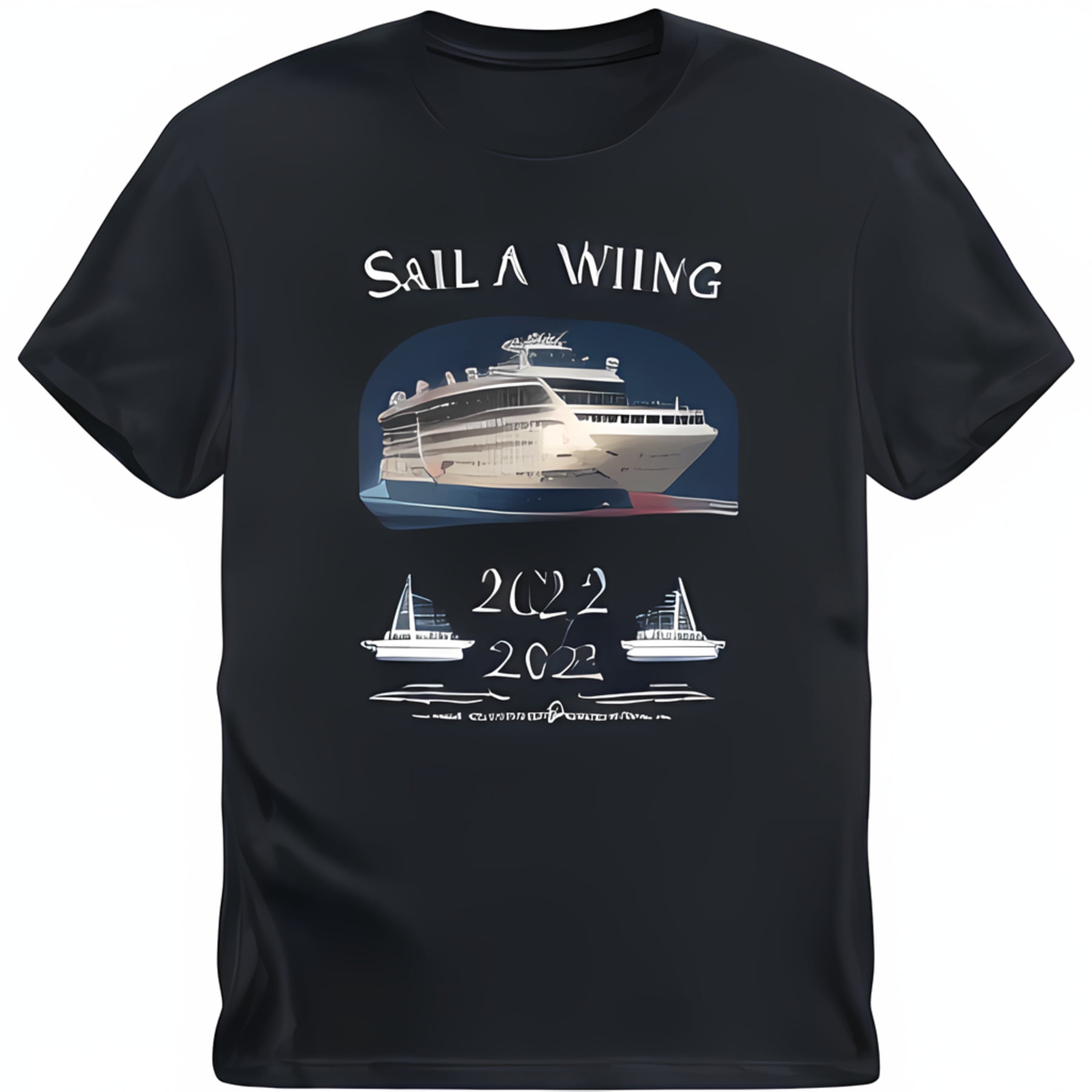 Sail A Wing 2024 Cruise Ship Black TShirt Travel Sailing Design Men's