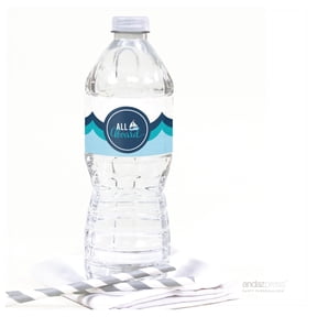 Sail Away Nautical Birthday All Aboard Water Bottle Labels, 8-Pack