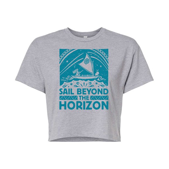 Sail Beyond The Horizon - Juniors Cropped Cotton Blend T-Shirt
