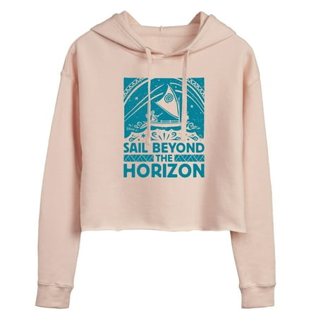 Sail Beyond The Horizon  - Ladies Juniors Cropped Pullover Hoodie