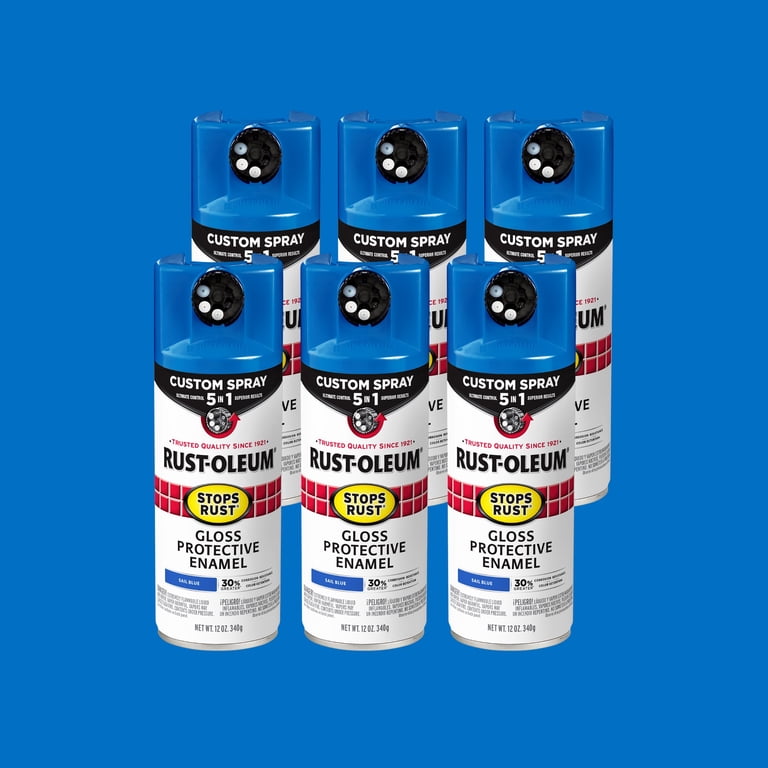 6 Pack, Sail Blue, Rust-Oleum Stops Rust Custom Spray 5 in 1 Gloss