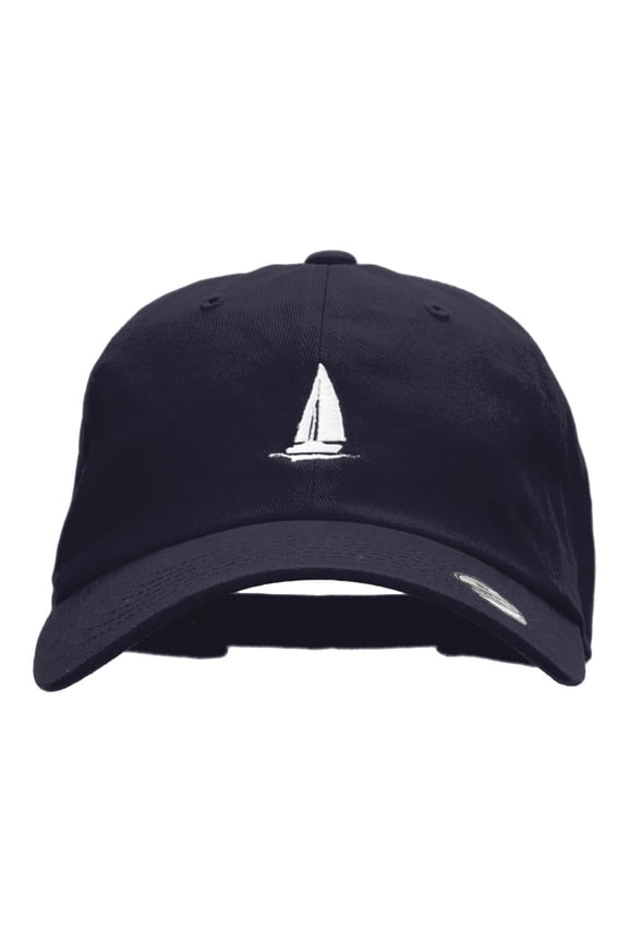Sail Boat Embroidered Washed Cap - Navy OSFM