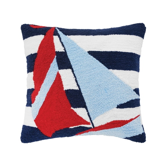 Sail Boat Hooked Throw Pillow