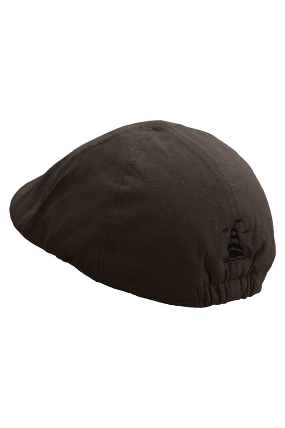Sail Boat Icon Embroidered Suede Duck Bill Ivy Hat - Brown OSFM
