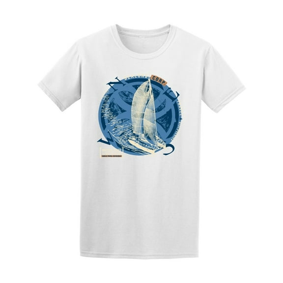 Sail Boat On A Compass T-Shirt Men -Image by Shutterstock, Male 3X-Large