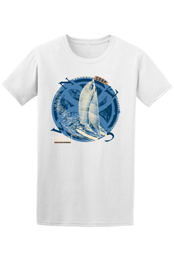 Sail Boat On A Compass T-Shirt Men -Image by Shutterstock, Male 3X-Large