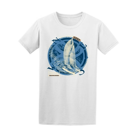 Sail Boat On A Compass T-Shirt Men -Image by Shutterstock, Male 4X-Large