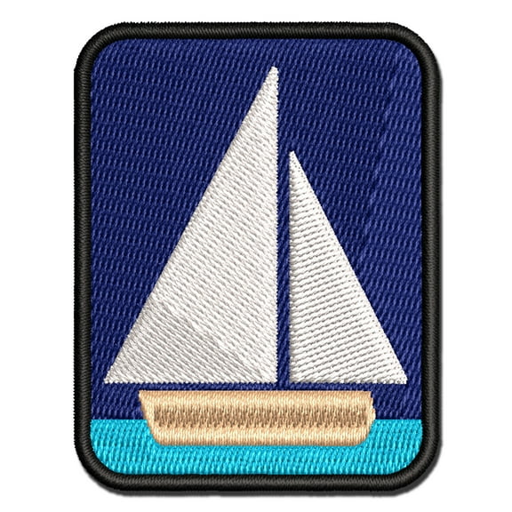 Sail Boat Sailing Icon Applique Multi-Color Embroidered Iron-On Patch - 2.0 Inch Mini