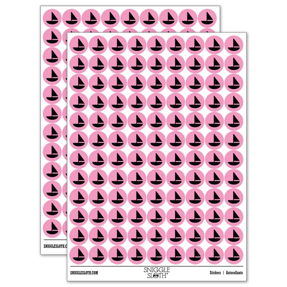 Sail Boat Solid 200+ Round Stickers - Light Pink - Gloss Finish - 0.50" Size