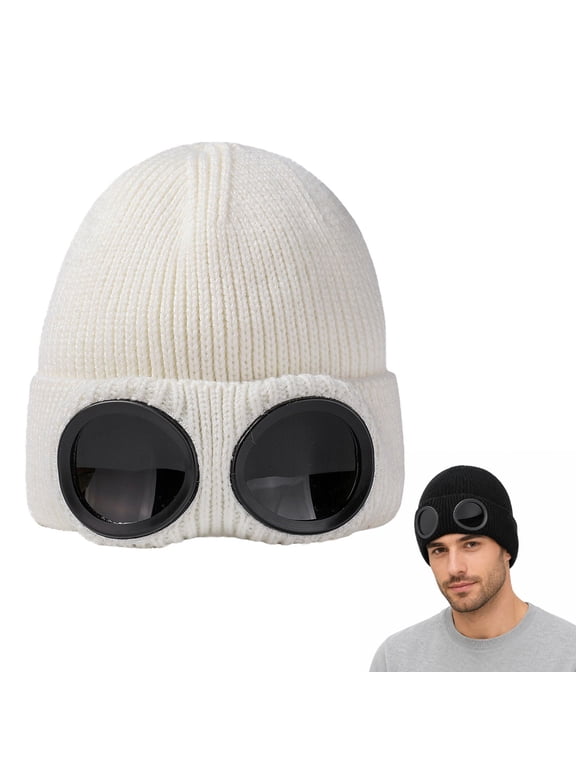 Boggles Hat,Boggles Glasses Beanie,Flexible Unisex Winter Beanie with Built-In Glasses Opening, Cold-Weather Accessory for Skiing, Snowboarding, Hiking & Everyday Activities