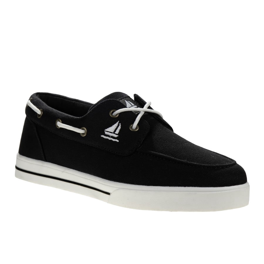 Sail Men'S Canvas Boat Shoes, Black, 8.5