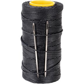 Sail Repair Kit with Sail Needle, Thick Waxed String Black/Brown/White Twine for Whipping Twine, 330 Feet Heavy Duty Waxed Thread for Rope Whipping, Canvas Work, Sail Making - Wax Sail Kit (Black)