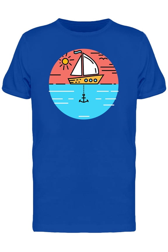 Sail Ship With An Anchor Label T-Shirt Men -Image by Shutterstock, Male Medium