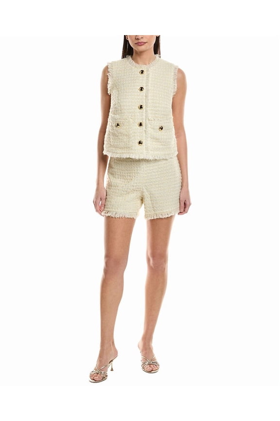 womens  2pc Tweed Wool-Blend Top & Short Set, XXS