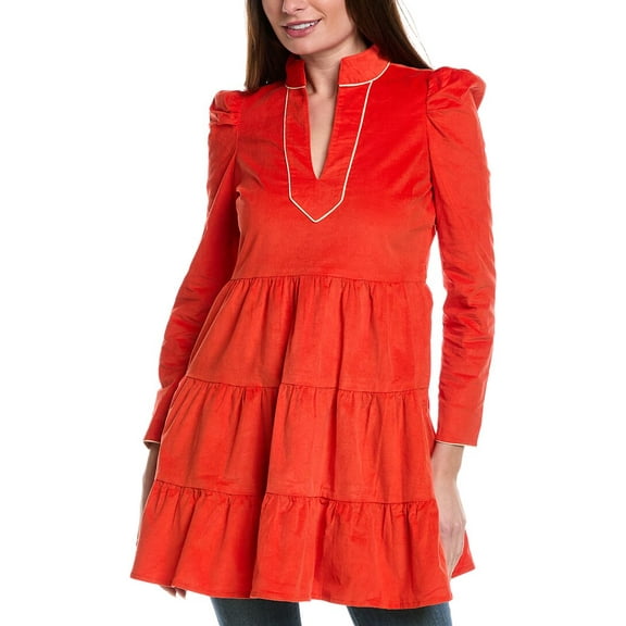 Sail to Sable womens  Baby Corduroy Tunic Flare Dress, s, Red