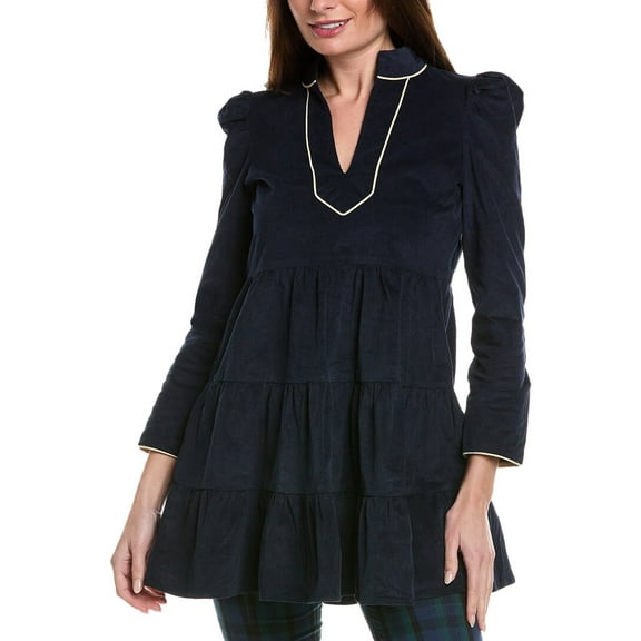 Sail to Sable womens  Baby Corduroy Tunic Flare Dress, xs, Blue