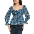 thumbnail image 1 of Sail to Sable womens  Bow Front Top, xs, Blue, 1 of 3