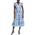 thumbnail image 1 of Sail to Sable womens  Cinched Waist Flutter Midi Dress, s, Brown, 1 of 3