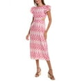 thumbnail image 1 of Sail to Sable womens  Flutter Sleeve Linen-Blend Midi Dress, l, Pink, 1 of 3