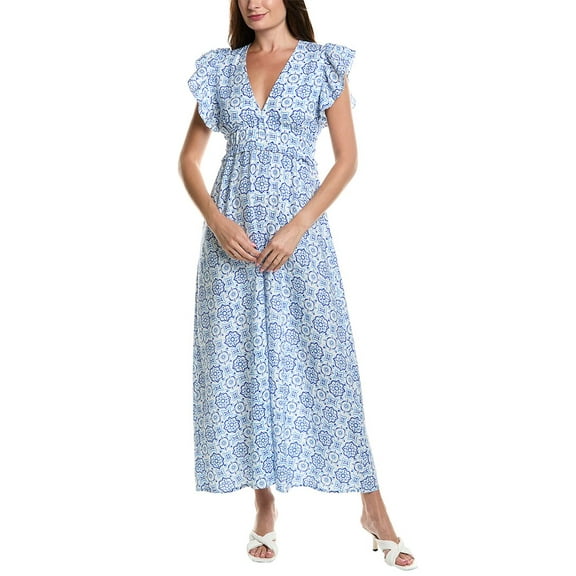 Sail to Sable womens  Linen-Blend Maxi Dress, m, Blue