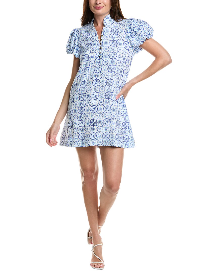 Sail to Sable womens Linen-Blend Mini Dress, XL, Blue