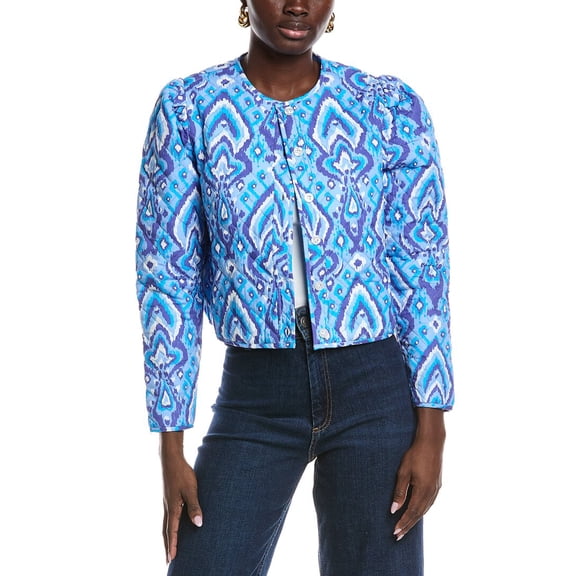 Sail to Sable womens  Quilted Print Jacket, m, Blue
