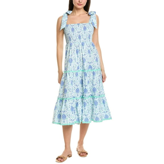 Sail to Sable womens  Smocked Midi Dress, m, Blue