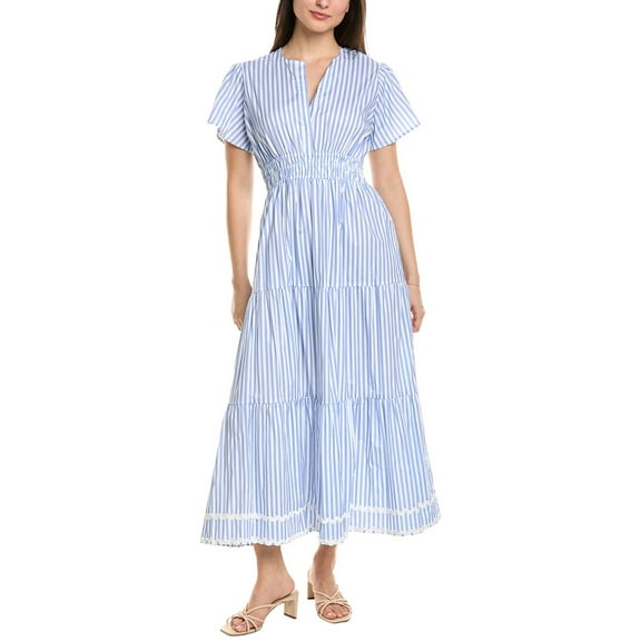Sail to Sable womens  Smocked Waist Midi Dress, s, Blue