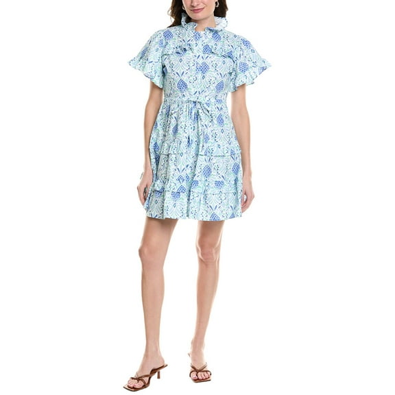 Sail to Sable womens Tiered Mini Dress, XL, Blue