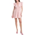 thumbnail image 1 of Sail to Sable womens  V-Neck Flutter Sleeve Mini Dress, XXS, Pink, 1 of 3