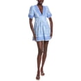 thumbnail image 1 of Sail to Sable womens  V-Neck Puff Sleeve Linen-Blend Ric-Rac Dress, l, 1 of 3