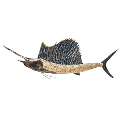 SailFish 31.5" x 12.5" - Decorative Metal Art Wall Dcor - Land This Sailfish for a Dramatic Nautical or Coastal Decorative Accent