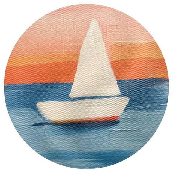 Sailboat 15.4in Diameter PVC Plate Mat, Heat-Resistant and Cuttable, Kitchen Decor