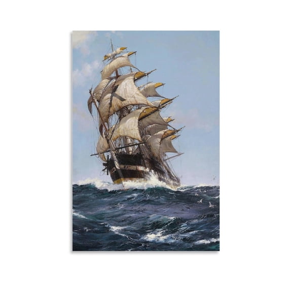 Sailboat Abstract Colourful Art Ancient Wooden Boat Ship Seascape Painting Poster Decorative Painting Canvas Wall Art Living Room Posters Bedroom Painting 12x18inch(30x45cm)